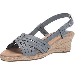 Easy Street Ora Espadrille Wedge Sandal Women's Denim Size US 7.5
